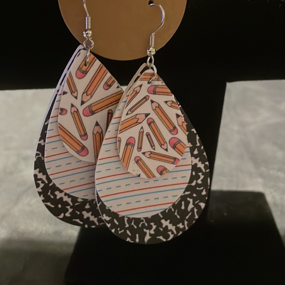 Vegan Leather Back to School Teacher Pre-K Earrings Great to Bundle! - Picture 6 of 6